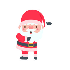 Santa Claus cartoon character with blank sign for decorating Christmas greeting cards