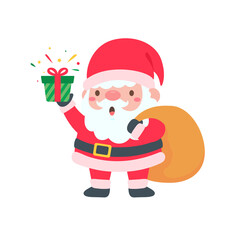 cartoon santa wearing red knitted hat for decorating Christmas greeting cards