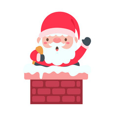 cartoon santa wearing red knitted hat for decorating Christmas greeting cards