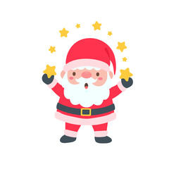 Fototapeta na wymiar cartoon santa wearing red knitted hat for decorating Christmas greeting cards