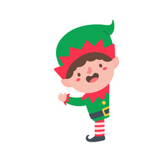 Elf character for decorating Christmas greeting cards.