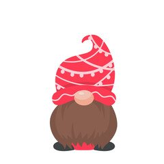 Christmas gnome. A little gnome wearing a red woolen hat. celebrate on christmas