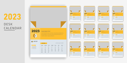 Wall calendar 2023 template design