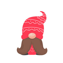 Christmas gnome. A little gnome wearing a red woolen hat. celebrate on christmas