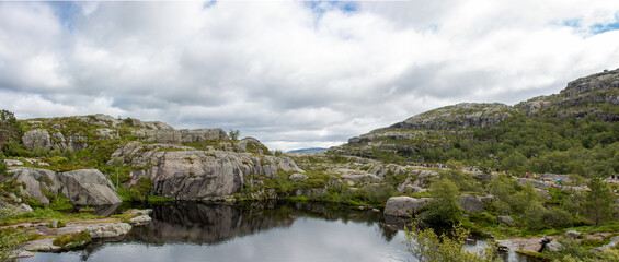 Tjødnane lakes Prekestolen (Preikestolen) in Rogaland in Norway (Norwegen, Norge or Noreg)