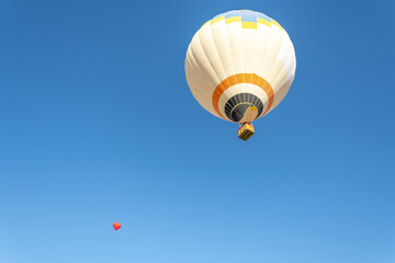 Hot air balloon flight over Cappadocia, Turkey, Goreme village, hot air balloon parade