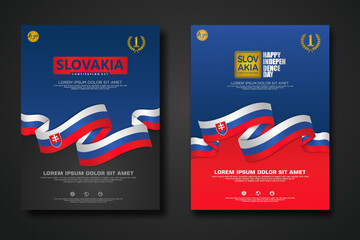Set poster design Slovakia Constitution Day background template