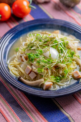 鶏と温泉卵の親子パスタ