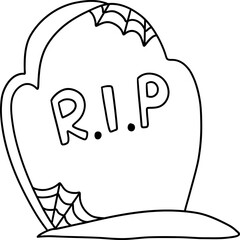 Gravestone, RIP. Halloween decorations illustration
