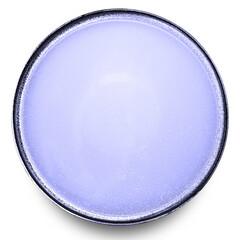 Blue grey circle ceramics plate isolated on white background.