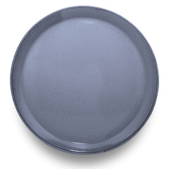 Grey circle ceramics plate isolated on white background.