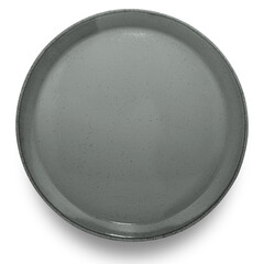 Grey circle ceramics plate isolated on white background.