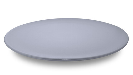 Grey circle ceramics plate isolated on white background.