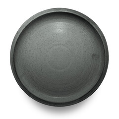 Grey circle ceramics plate isolated on white background.