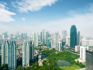 Fototapeta na wymiar Beautiful Jakarta city with highrise at morning