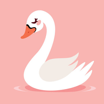 Cartoon Illustration Of A Swan