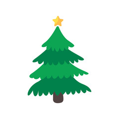 Christmas tree. A pine tree decorated with colorful lights to celebrate Christmas.