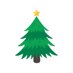 Christmas tree. A pine tree decorated with colorful lights to celebrate Christmas.