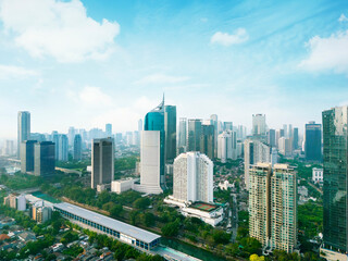 Obraz premium Beautiful high rise buildings in Jakarta at morning