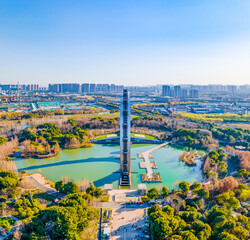 Aerial photography of Bauhinia Park, Changzhou City, Jiangsu Province, China