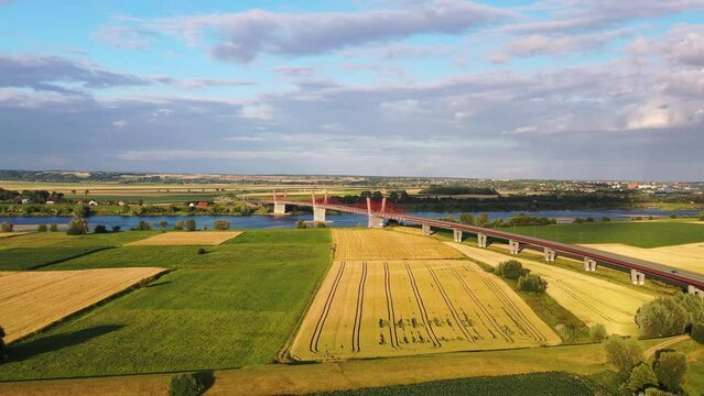 Cable-stayed bridge over the Vistula River in Kwidzyn, Poland