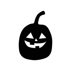 halloween jack o lantern, Pumpkin silhouette icon on white background