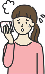 汗を拭く女性のイメージイラスト