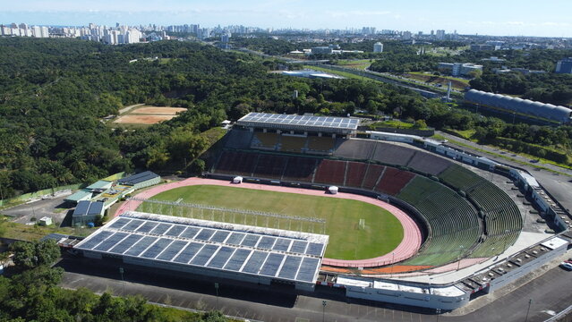 Salvador, Bahia, Brazil - August 9, 2022: Aerial View Of Estadio Metropolitano Governador Roberto Santos, Better Known As Estadio De Pituacu In Salvador City.