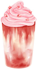 strawberry summer drink watercolor
