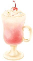 strawberry summer drink watercolor