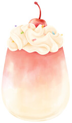 strawberry summer drink watercolor