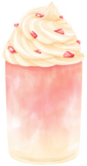strawberry summer drink watercolor