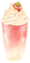 strawberry summer drink watercolor