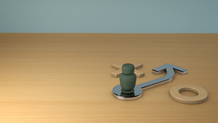 Iconic strategy concept with a plan to move beyond obstacles