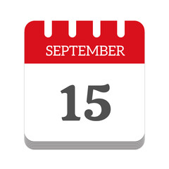 September 15 calendar flat icon