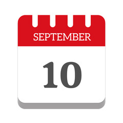 September 10 calendar flat icon