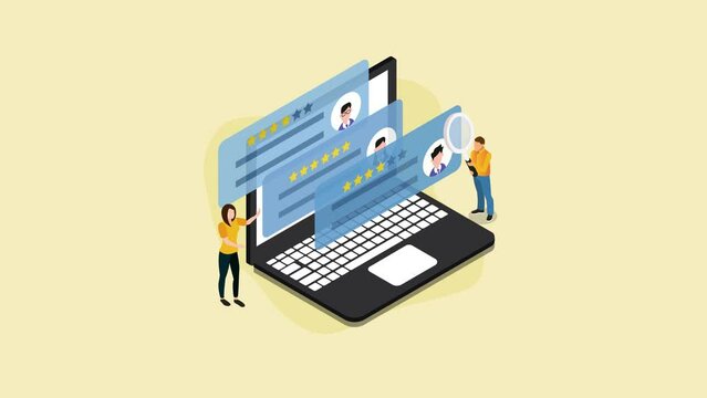 Two business people lookman at rating of employees