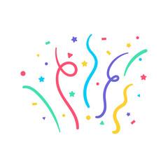 Confetti vector. colorful rolls of paper Confetti floating from the birthday party fireworks