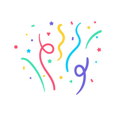 Confetti vector. colorful rolls of paper Confetti floating from the birthday party fireworks