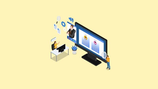 Young woman having a online job interview