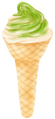 green tea matcha ice cream watercolor