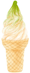 green tea matcha ice cream watercolor