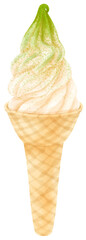 green tea matcha ice cream watercolor