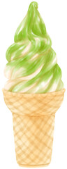 green tea matcha ice cream watercolor
