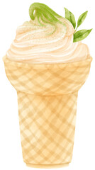 green tea matcha ice cream watercolor
