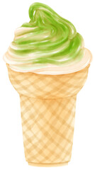 green tea matcha ice cream watercolor