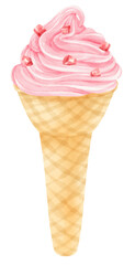 strawberry ice cream watercolor