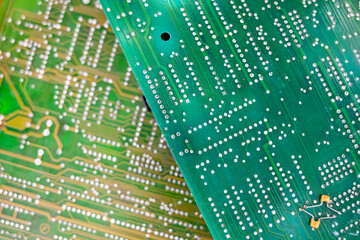 Old computer chips that are out of order. Not working microshops with transistors, chips and...