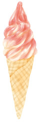 strawberry ice cream watercolor