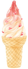 strawberry ice cream watercolor